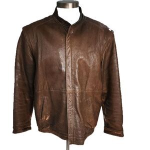 Vintage Men's Marc Lewis Brown Leather Jacket Size 46